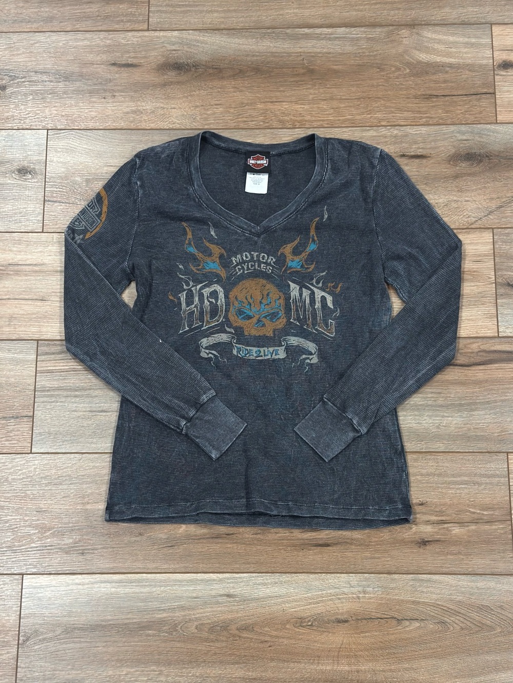 HARLEY DAVIDSON 100% Cotton Vintage 2000s Y2k Graphic Long Sleeve | Size Medium